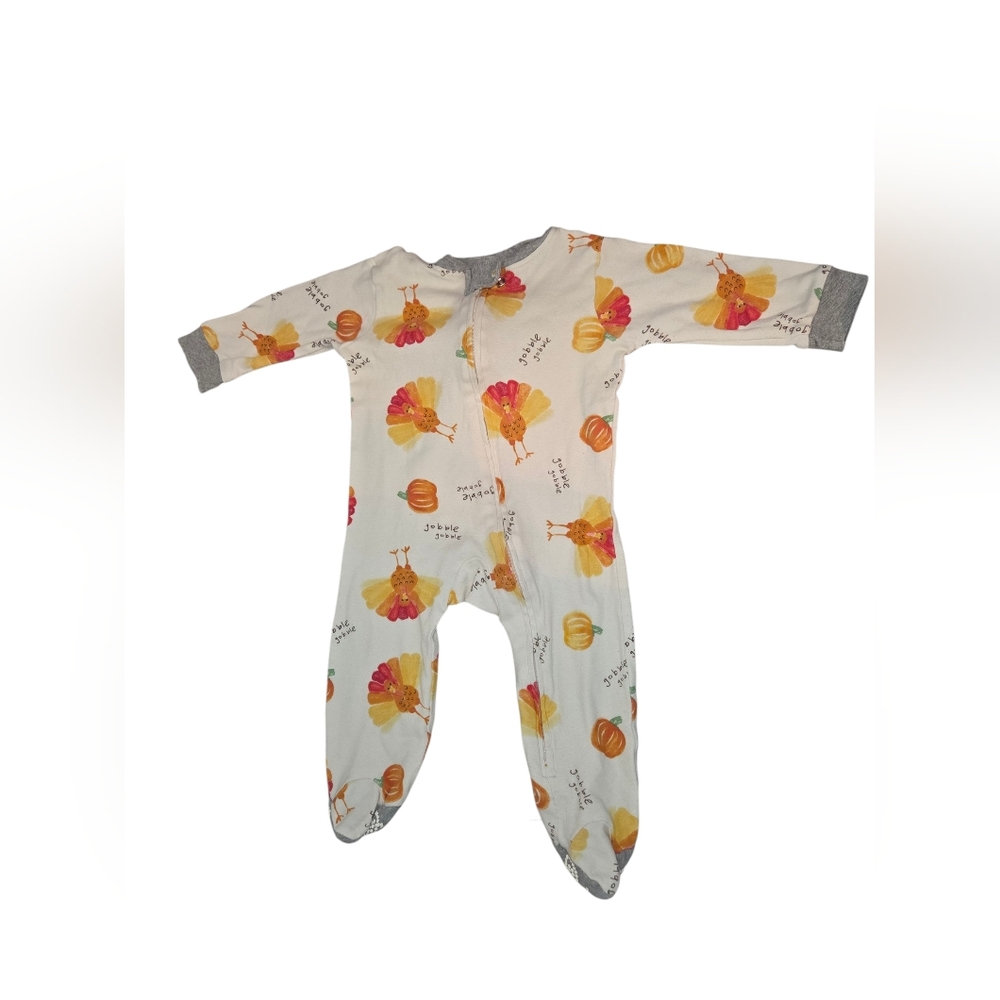 Burt's Bees Baby Thanksgiving Turkey Sleep & Play Footed Pajamas Size 3-6M